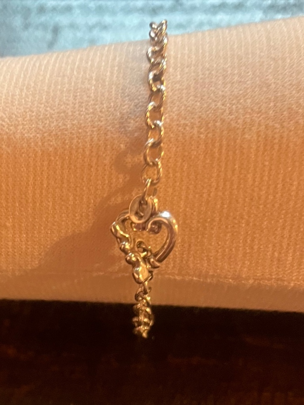 Sterling Silver Link Open Heart Toggle Bracelet, New Without Tags